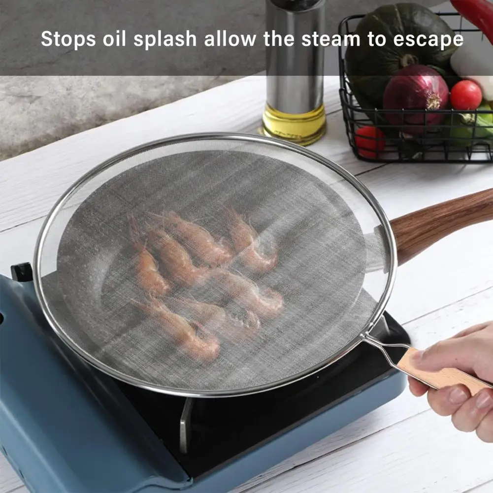 

3Pcs Oil Splash Guard Fine Mesh Heat Resistant Splash Proof Stainless Steel Frying Pan Grease Splatter Screen Kitchen Supplies