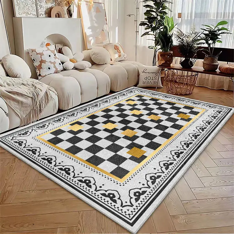 

Retro Checkerboard Carpet for Living Room, Coffee Table, Bedroom Bedside Rug, Home Decoration, Hallway Rugs, Kitchen Mat,