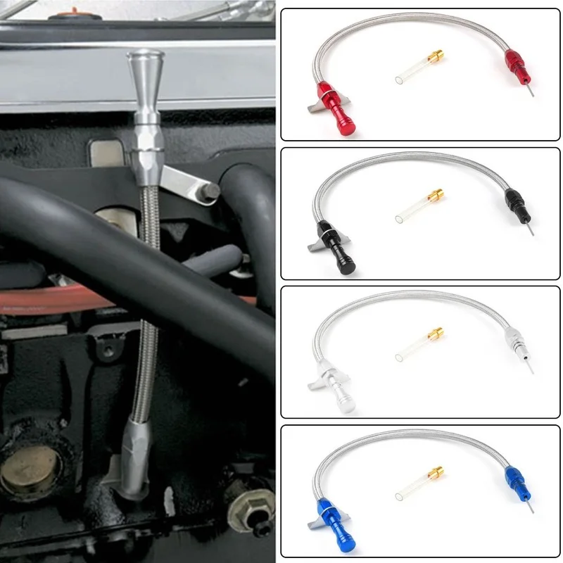 

530MM Flexible Stainless Flexible Transmission Dipstick Tool GM Chevy Firewall Mount Filler Tube car Modification Accessories