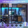 Twin Loft Bed with L-Shaped Desk,Metal Twin Size Bed Frame with LED Lights & Charging Sation3Fabric Drawers2Tier Storage Shelves 5