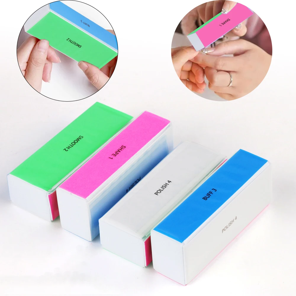 4단계 컬러풀 네일 버퍼 블록 강력 형광 네일 파일 및 버퍼 부드러운 광택 홈 및 살롱 DIY용