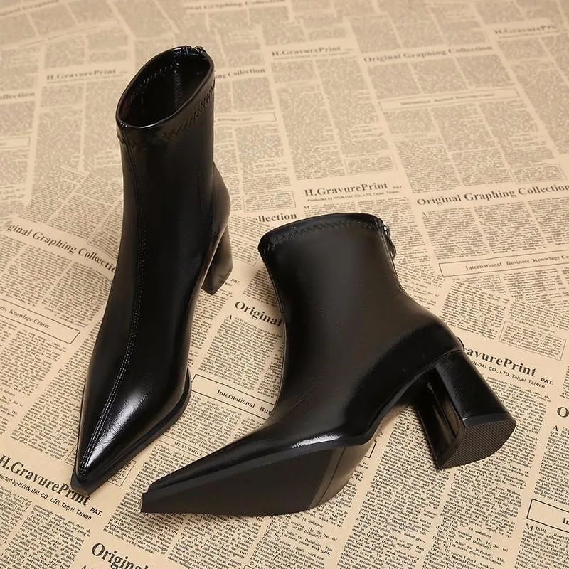 2025 New Women Trend Ankle Boots High Heels Autumn Elegant Outdoor Boots Comfortable Short Designer Shoes Women Zapatos De Mujer