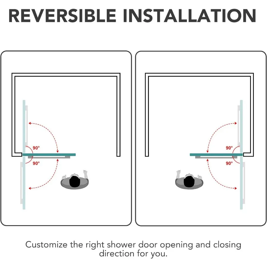 Pivot Tub Shower Door 34"×58", Folding Bathtub Shower Door with Tempered Glass Frameless Glass Shower Door Home Improvement 6