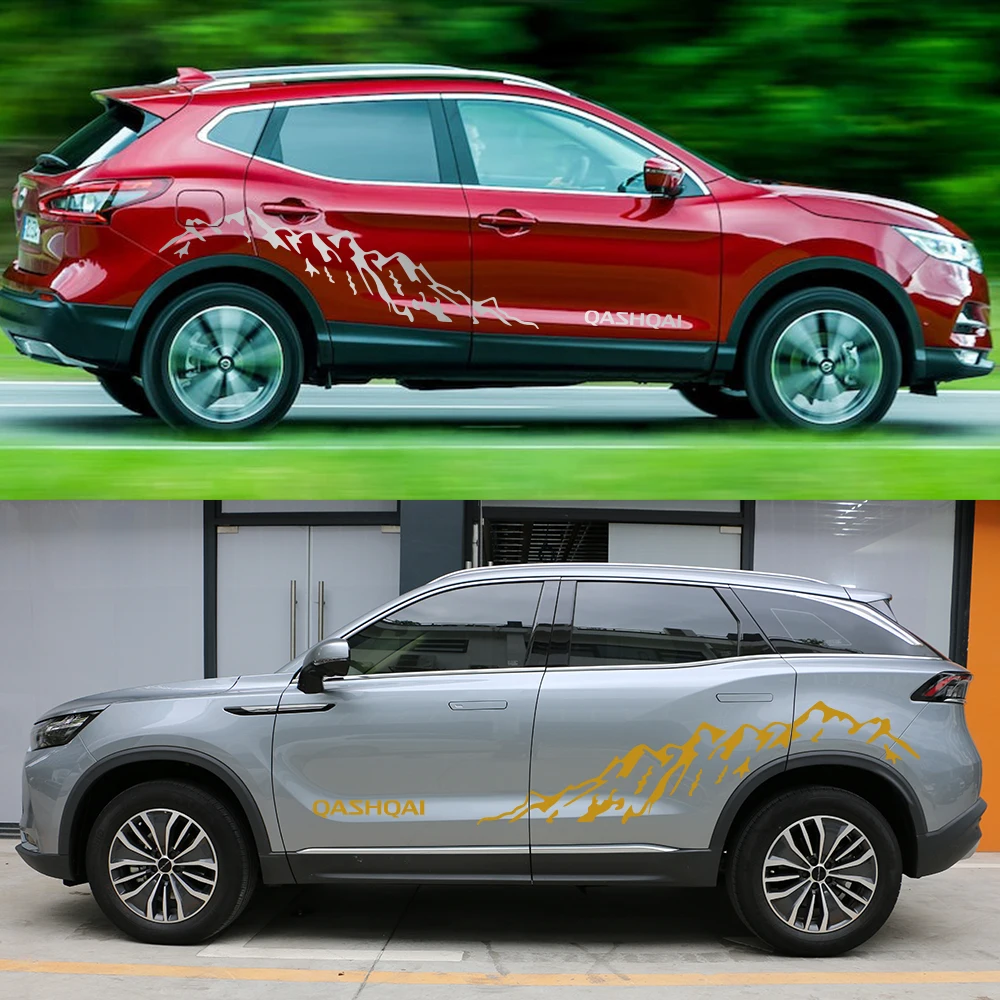 Autotür Seiten aufkleber für Nissan Qashqai J10 J11 J12 Rolling Hills Styling Vinyl Film Aufkleber Auto Geländewagen Außen dekor Zubehör – Detail 4