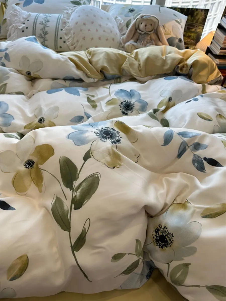 

Elegant vintage american country flower bedding set,full queen king retro cotton home textile bed sheet pillow case quilt cover