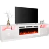Fireplace TV Stand with 40'' Electric Fireplace, Entertainment Center with 16 Color Led Lights and 12 Flame Fireplace 1
