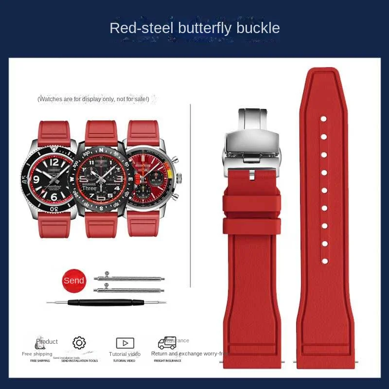 thumbnail image 1 of Correa de reloj de caucho fluorado de liberación rápida de 20 mm, 22 mm y 21 mm para relojes de buceo de cada marca, correa para Breitling, IWC y Seiko, 1 of 5