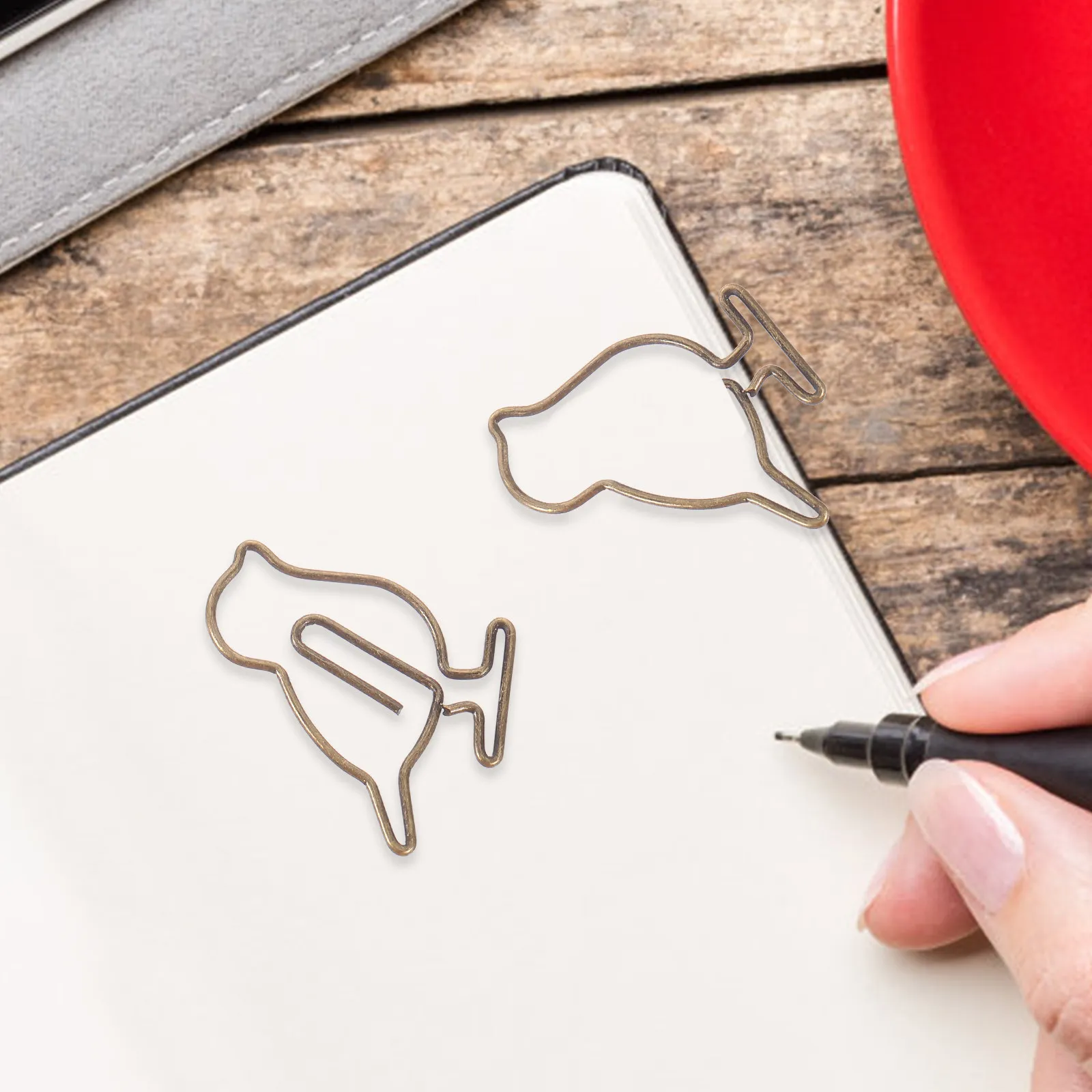 20Pcs 금속 종이 클립 사무실 문서 메모를위한 창조적 인 새 모양 클립 작은 귀여운 종이 클립 금속 종이 클립