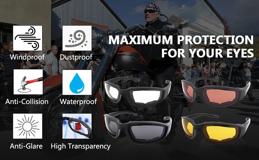 Nachtbrille Fahren Polarisierte Blendschutz Sonnenbrille UV400 Augenschutz Aviators Motorrad Reitbrille Polsterbrille – Detail 2
