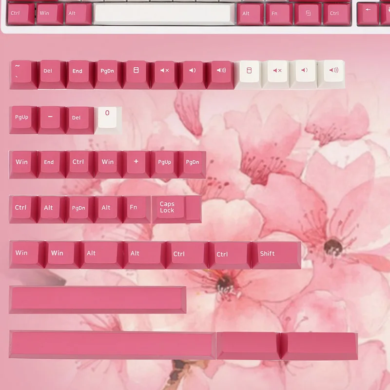 

Peach Color PBT Keycap Two-color Molding Cherry Profile With 6.25U 7U Space Bar Key Caps For MX Mechanical Keyboard