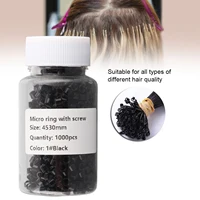 1000PCS Aluminum Micro Links Rings Beads Screw Micro Rings Hair Extension Tool Black Hair Extension Beads Hair Extension Rings 2
