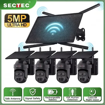 SECTEC 4G WiFi Solar Router 10W with SIM Card Slot WiFi Range Coverage 500M + 4 Cameras WiFi PTZ Solar Security Camera IP66 1