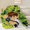 Cartoon B-Ben 10 Green Blanket Skin friendly comfort warm soft plush blanket suitable sofa living room office bedroom 1