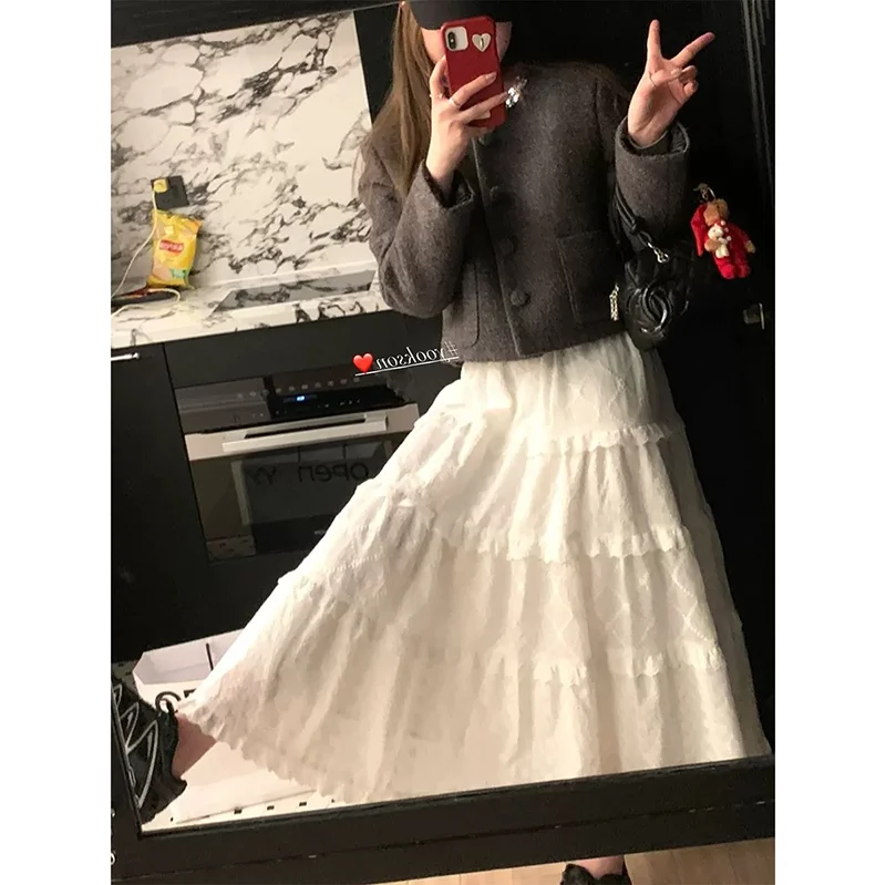 Heygirl Black Brother Moonlight Girl White Ballet Sle Lace Stitching Umbrella Skirt Fairy Half Length Cake