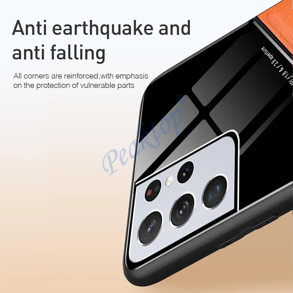 s21 ultra case leather texture car magnetic holder back covers for samsung galaxy s 21 ultra plus fe soft frame shockproof coque 4