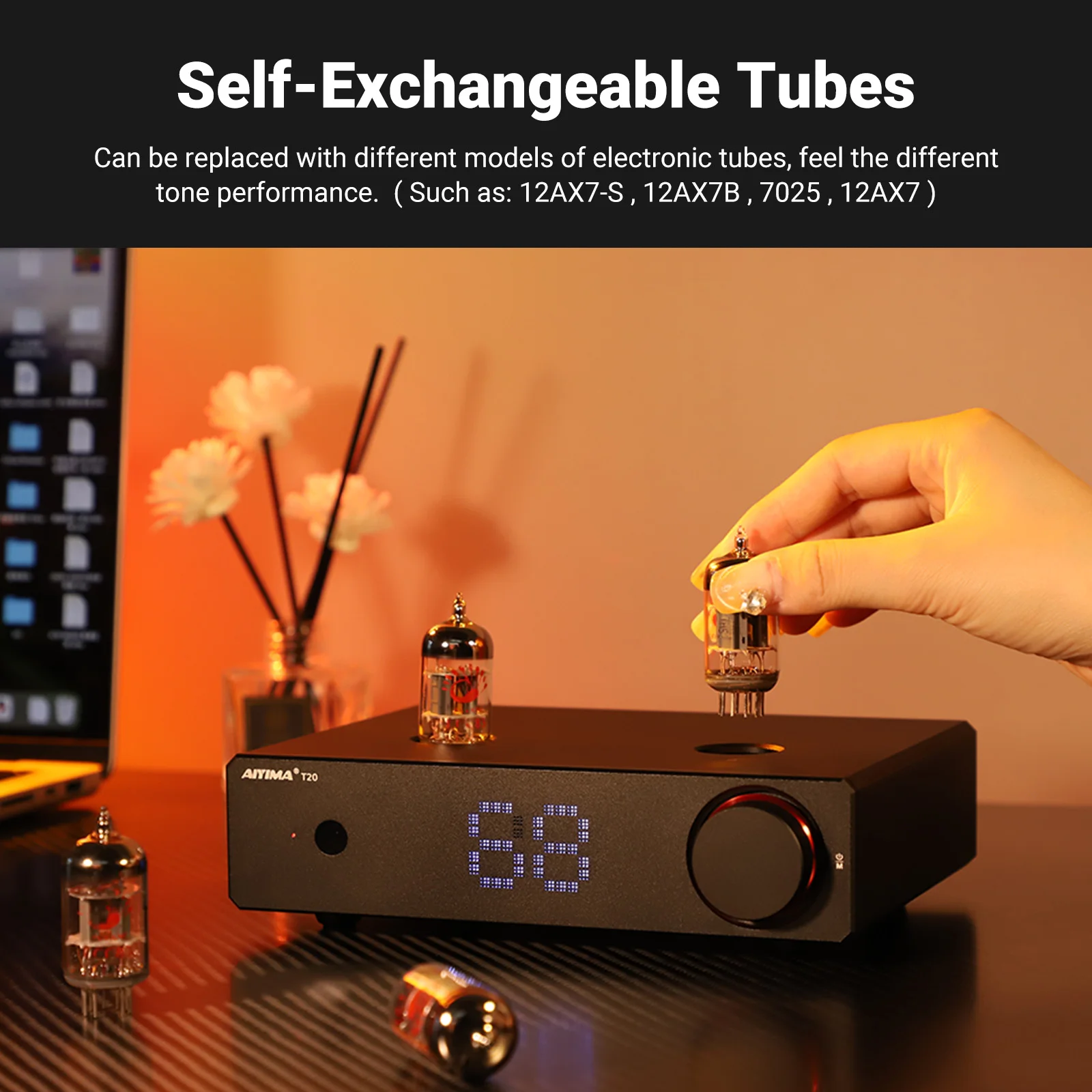 AIYIMA T20 真空管プリアンプ ECC83 フルバランスプリアンプ RCA XLR