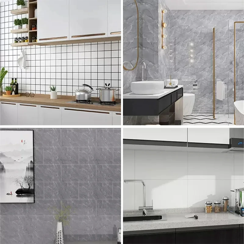 10Pcs Floor Stickers 30*30cm PVC Imitation Marble Brick Tile Self-adhesive Wall Stickers Waterproof Floor Tiles Bathroom Decor 4