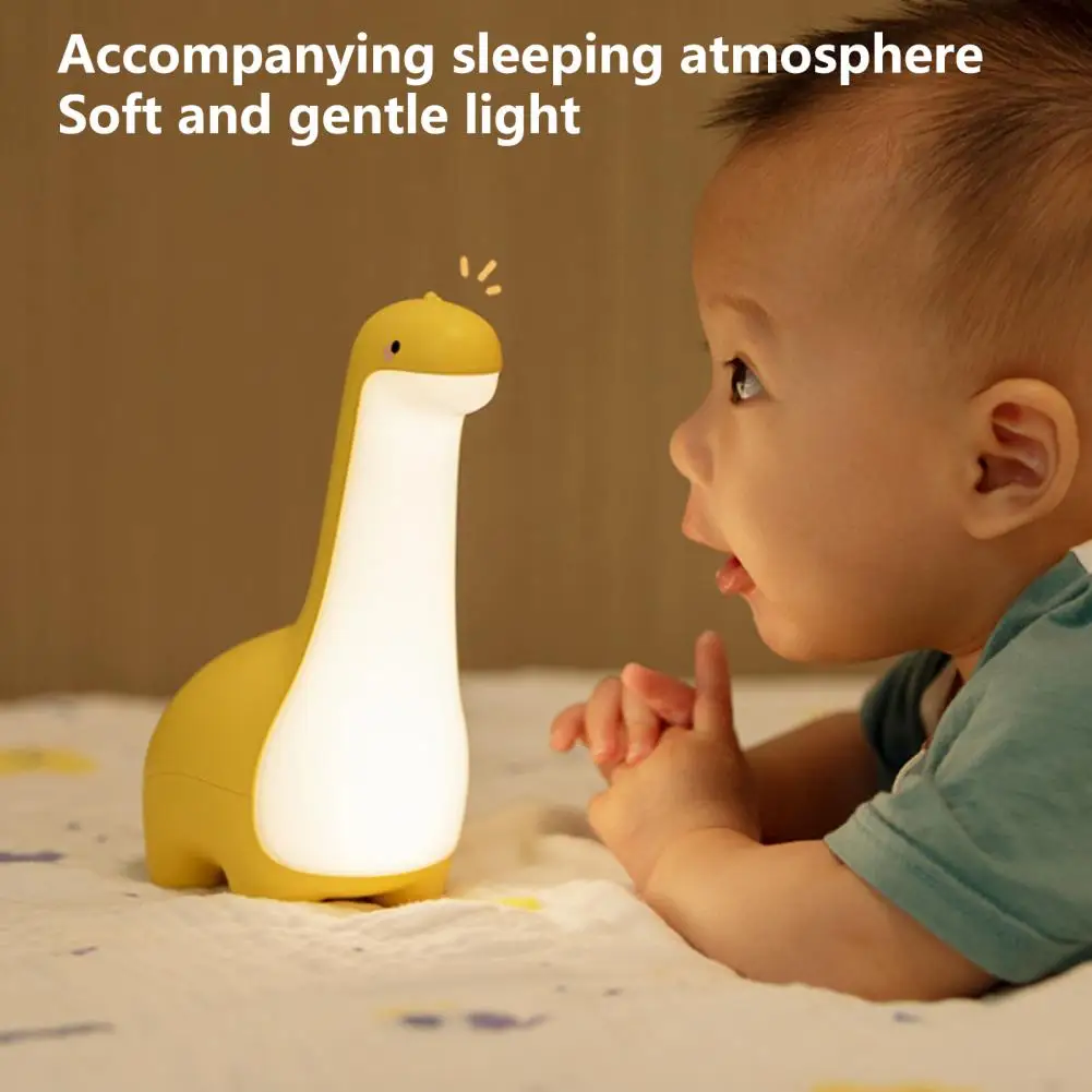 

1 Set Dinosaur LED Lamp Creative Shape Flicker Free Adorable Appearance Rechargeable Eye Protection Illumination Silicone Sleepi