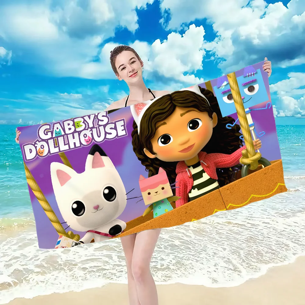 Gabbys Dollhouse pattern beach towel, quick drying and absorbent, The fabric is made of cotton and does not fade