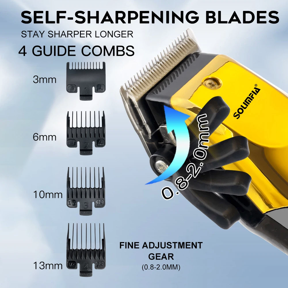 Solimpia Professional Barber Cordless Hair Trimmer Professional High Quality Electric Hair Clipper for Men Rechargeable Clippers