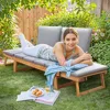 Outdoor Couch Acacia Wood Patio Couch with Adjustable Armrests,Outdoor Convertible Sofa with Removable Cushions&Pillows 6