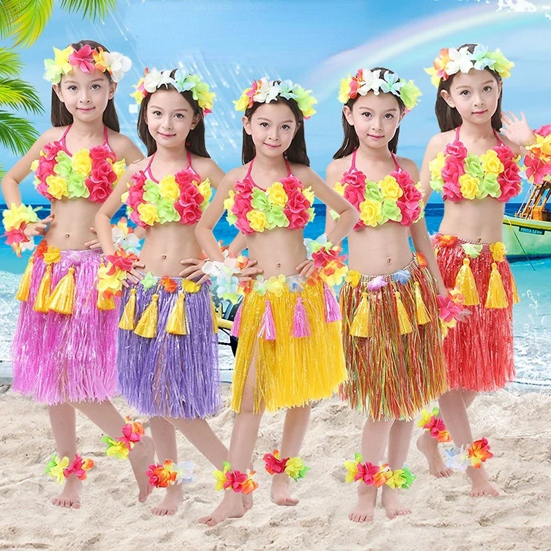 Costume Hawaiana Bambina Costume Hawaiano Completo Gonna, Lei