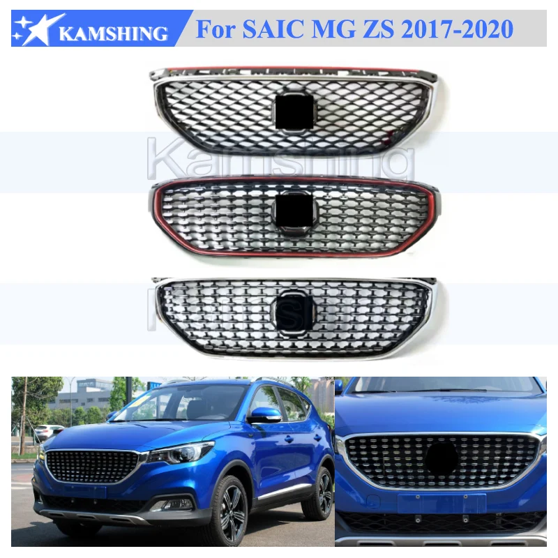 Kamshing 전면 범퍼 그릴 마스크 라디에이터 그릴 중간 그물, SAIC MG ZS 2017 2018 2019 2020 레이싱 그릴, 자동차 그릴