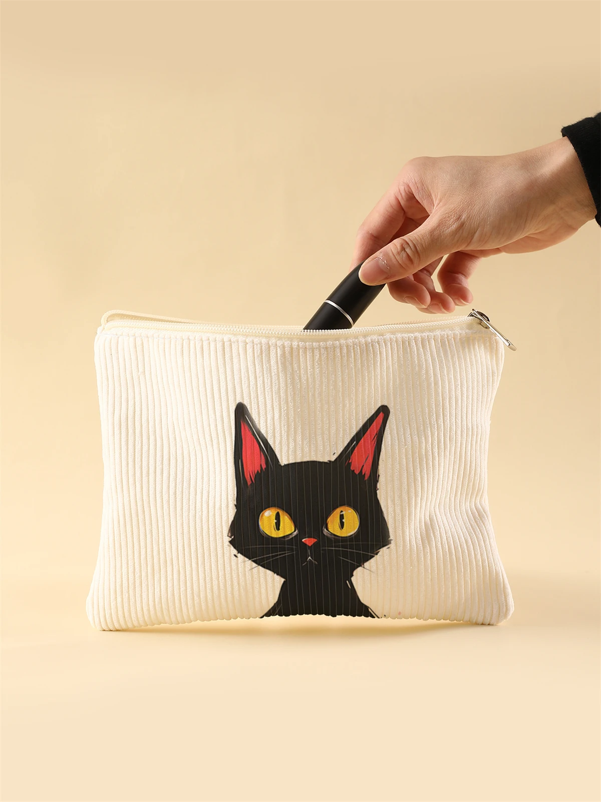 Corduroy Travel Cosmetic Bag Portable Makeup Storage Bag Purses Women Large Capacity Zipper Make Up Organizer Storage Clutch