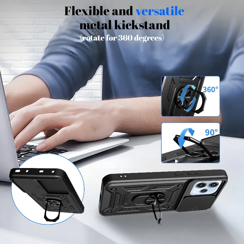 Heavy Duty Magnetic Ring Slide Cover with Camera Lens Protection