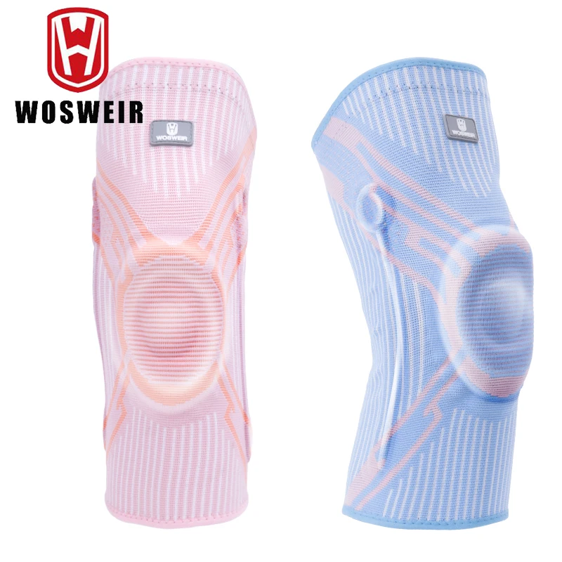

WOSWEIR 2 pieces Knee Braces for Knee Pain Relief Compression Knee Sleeves with Silicone Pad Side Stabilizers Knee Support