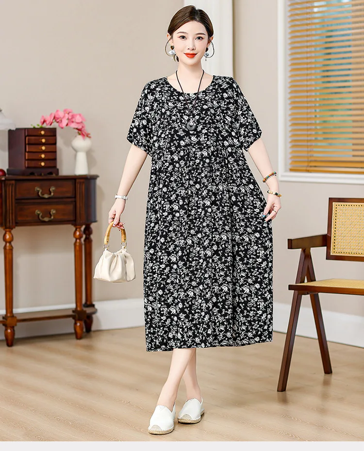 Vintage Gedruckt frauen Nachthemd Lose Baumwolle Nachtwäsche Frau Kurzarm Sommer Nacht Kleid Große Größe Hause Kleidung XL-5XL – Detail 17