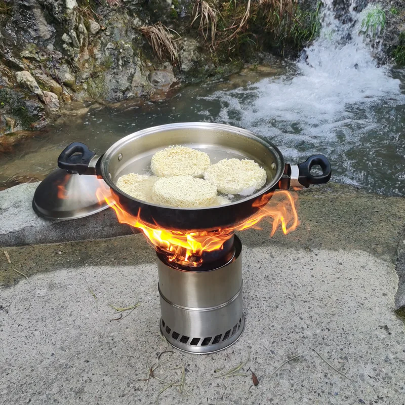 40cm Outdoor Camping Stove Firewood Household Wood Heating Stove Smokeless  Large Pot cocina de gas portatil - AliExpress
