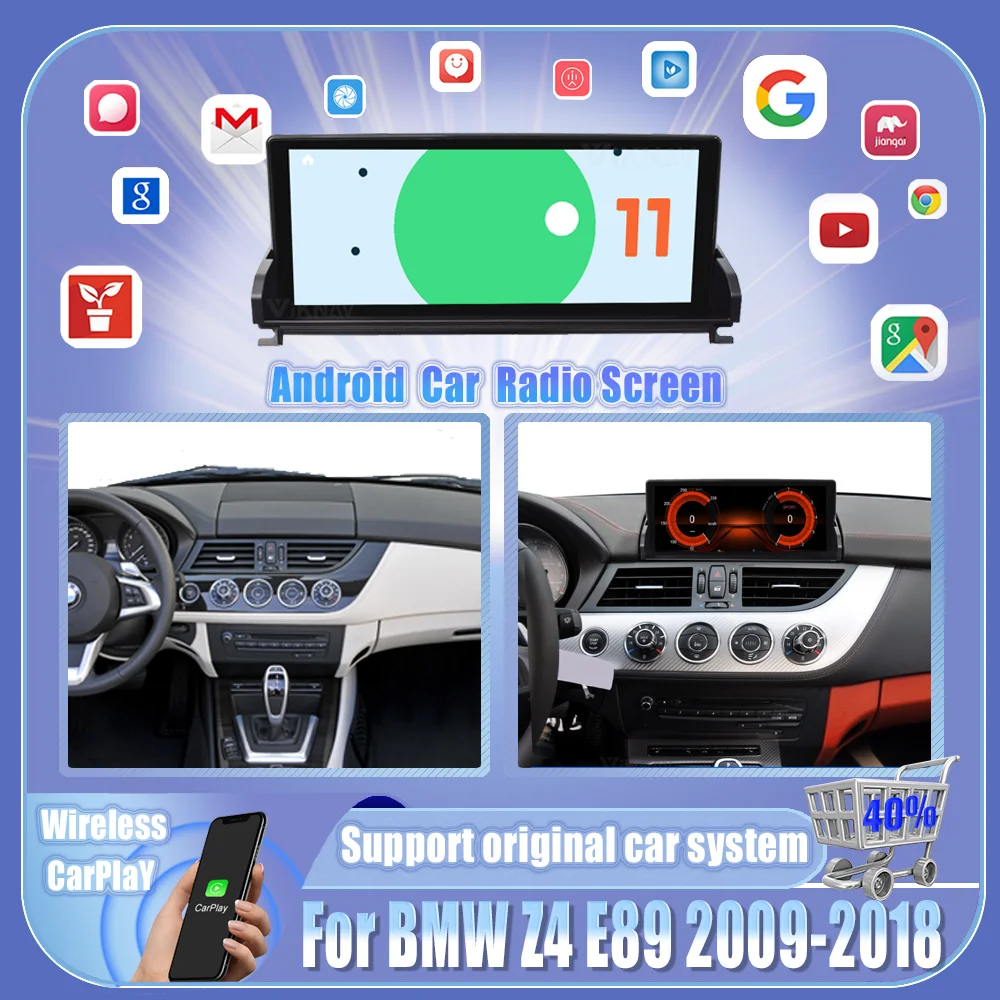 

Автомобильный радиоприемник, 10,25 дюймов, Android 12, для BMW Z4 E89 CCC CIC 2009-2018, автомобильный GPS-навигатор, мультимедийный DVD-видеоплеер, Wi-Fi, 4G CarPlay