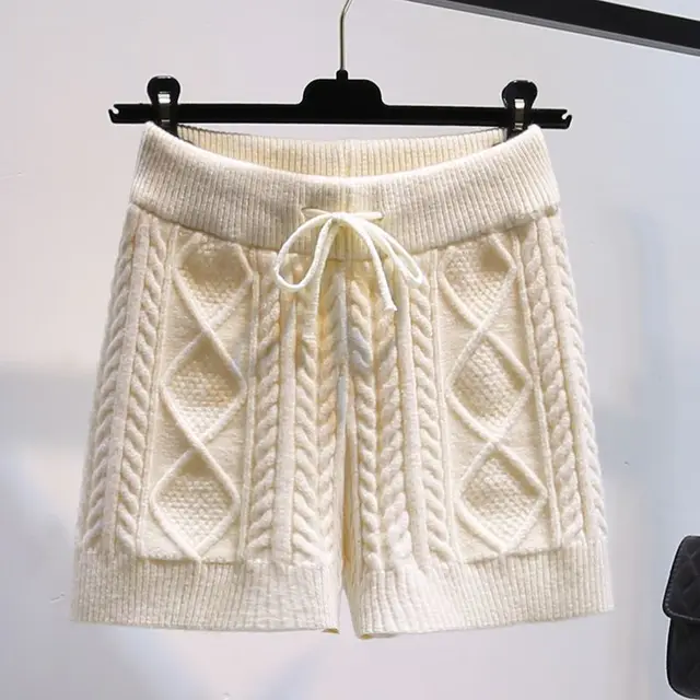High Waist Drawstring Knitting Korean A-line Shorts Autumn Winter New Solid Simplicity Trend Shorts Casual Fashion Women Clothes