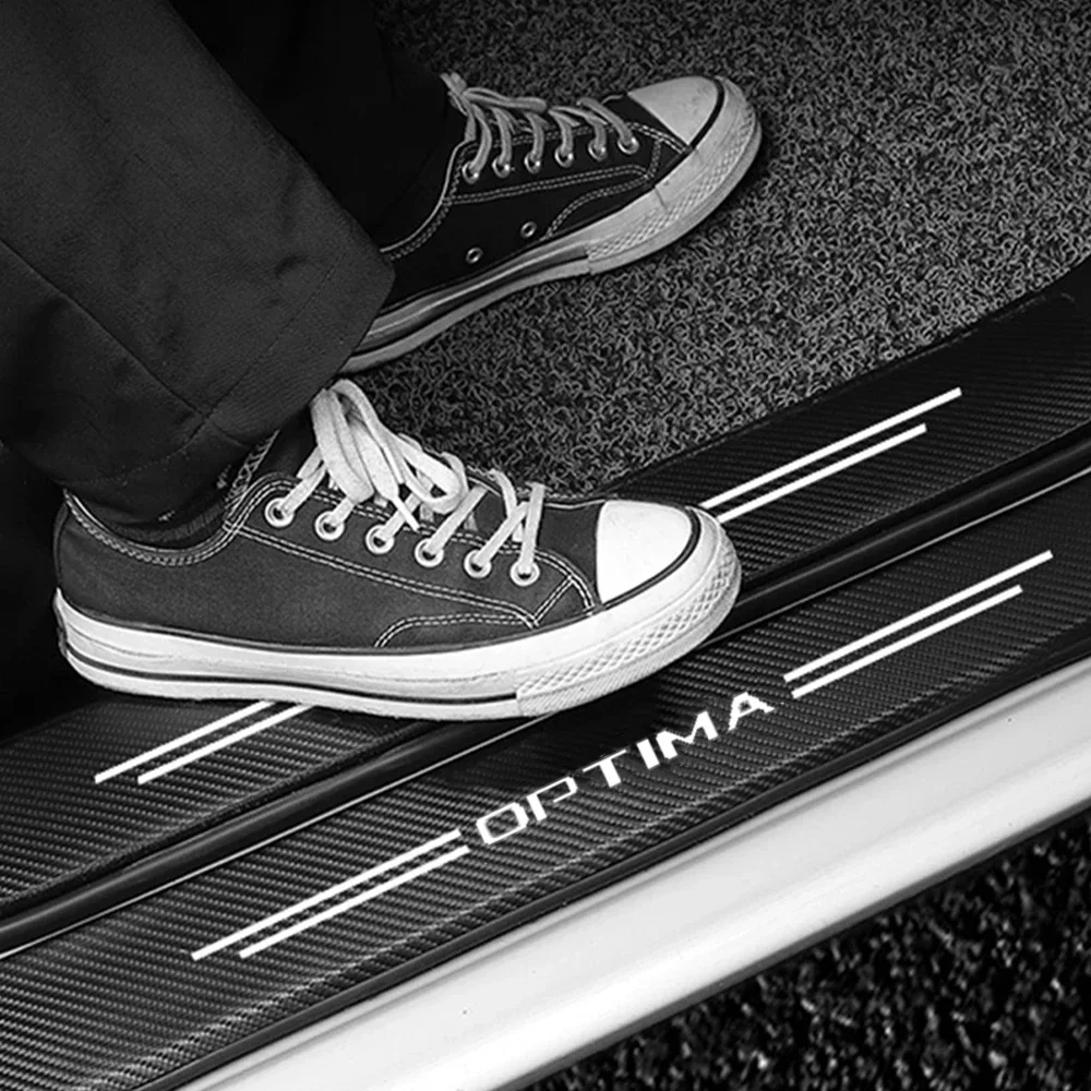 자동차 문짝 씰 보호대 스티커, 탄소 섬유 임계 스트립, OPTIMA 로고 트렁크 문짝 범퍼 가드 트림, 스크래치 방지 테이프