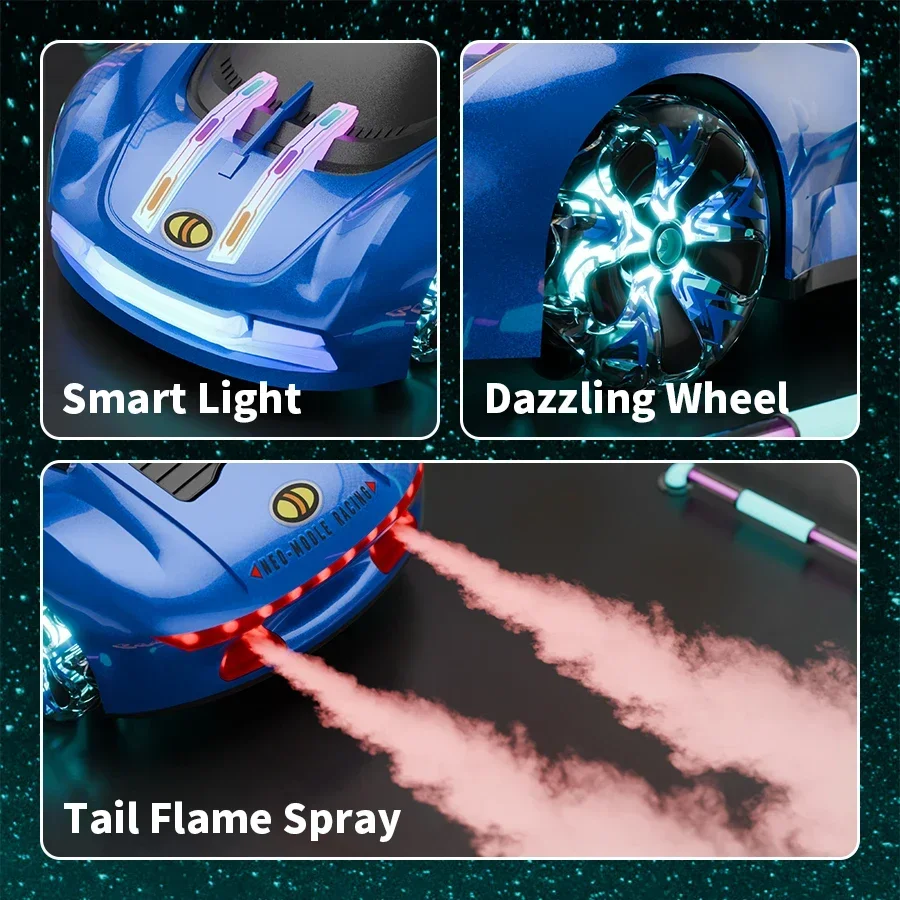 Children's New Concept Car Stunt Car Gesture Sensor Drift Car Cool Jet Sports Drive Light Music Double Spray Toys for Boys Xmas