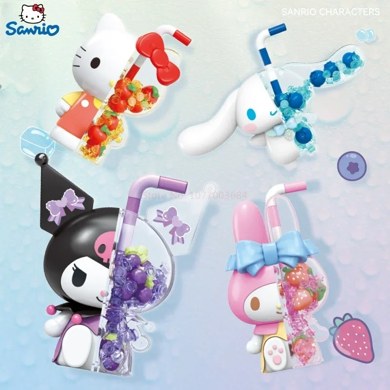 

New Sanrio Assembly Figure Cinnamoroll My Melody Kuromi Hello Kitty Bubble Soda Action Figurine Collection Model Doll Toys Gift