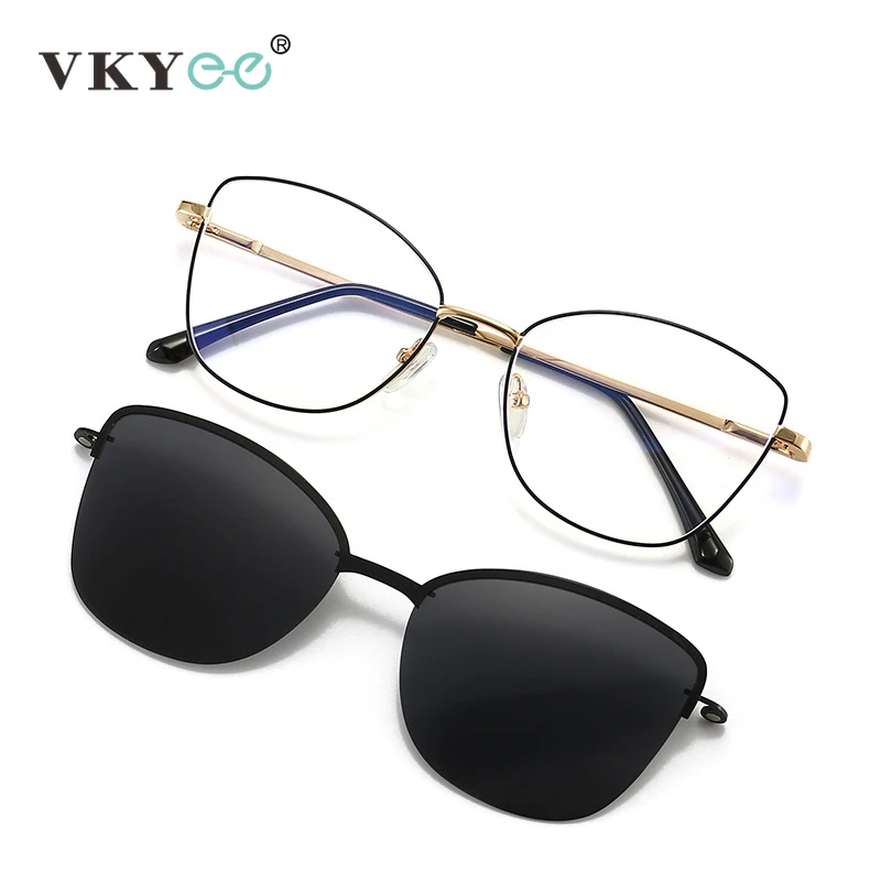 VICKY New Fashion Cat Eye Polarized Sunglasses Magnetic Clip-On Myopia Optical Glasses Customizable Prescription 7015 - Image 4