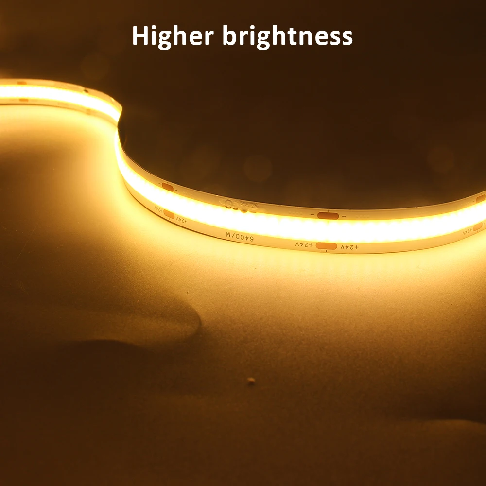 DC12V 24V COB LED 스트립 5m 10m 더블 로우 슈퍼 브라이트 플렉시블 디머블 LED 라이트 RA90 램프 테이프 조명 3000K 4000K 6500K
