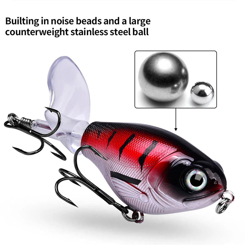 Whopper Popper Topwater Fishing Lure - Premium Artificial Hard Bait with Rotating Soft Tail