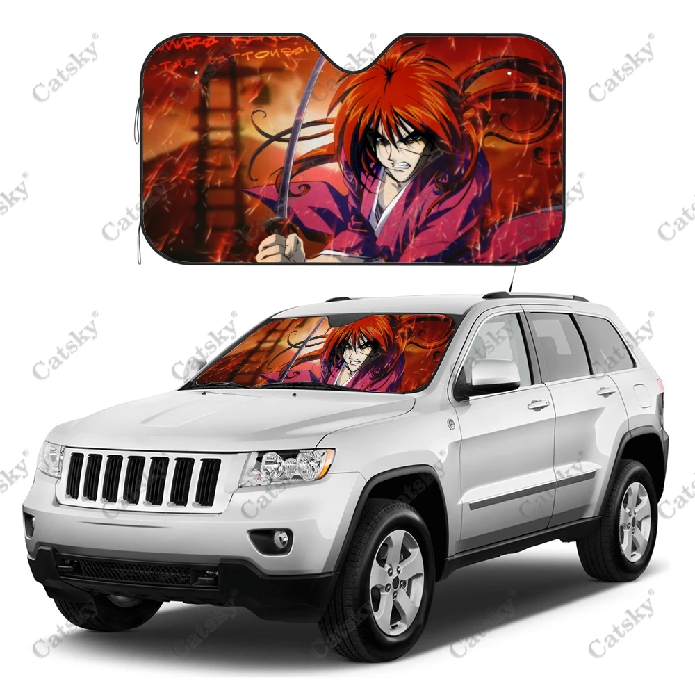 

Anime Rurouni Kenshin Red Car Auto Windshield Sunshade Funny Foldable Sunvisor Protector Sunshade for Car SUV Gift for Car Lover