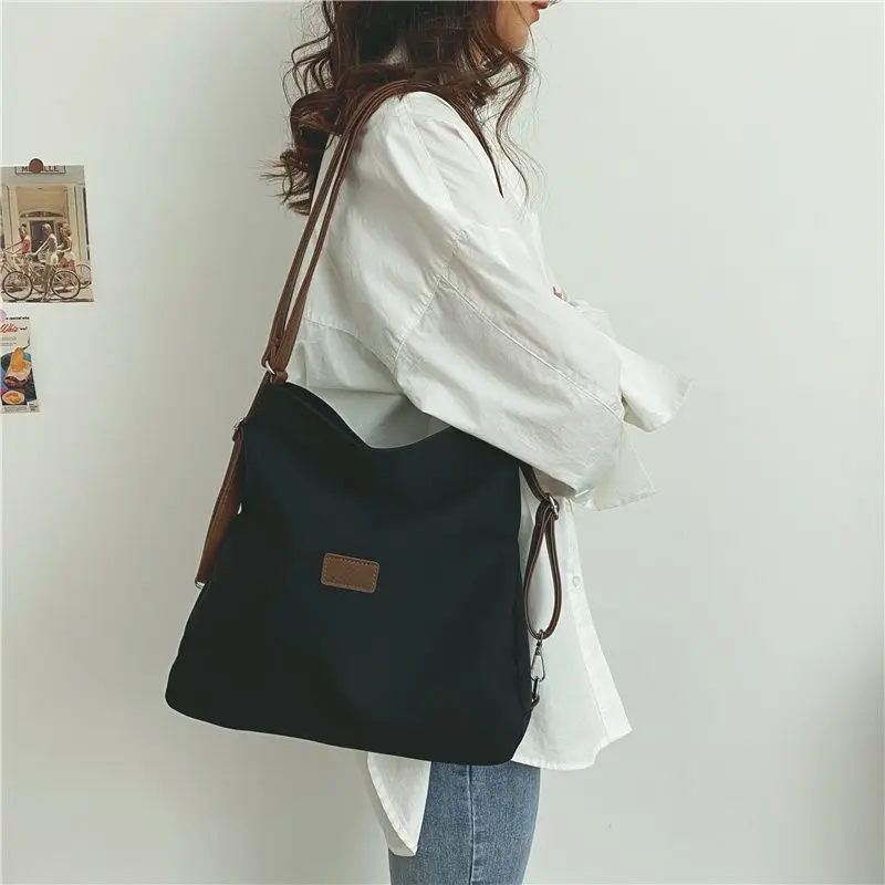 Large Capacity Fashion Canvas Shoulder Bag Women's Leisure Literature and Art Simple Solid Color Crossbody Backpack
