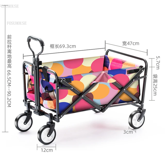 Európai Kerti Szekerek Kültéri Kézi Kemping Kocsi Összecsukható Kerekekkel Horgászik Kis Pótkocsi Hordozható Bevásárló Piknik - Image 5