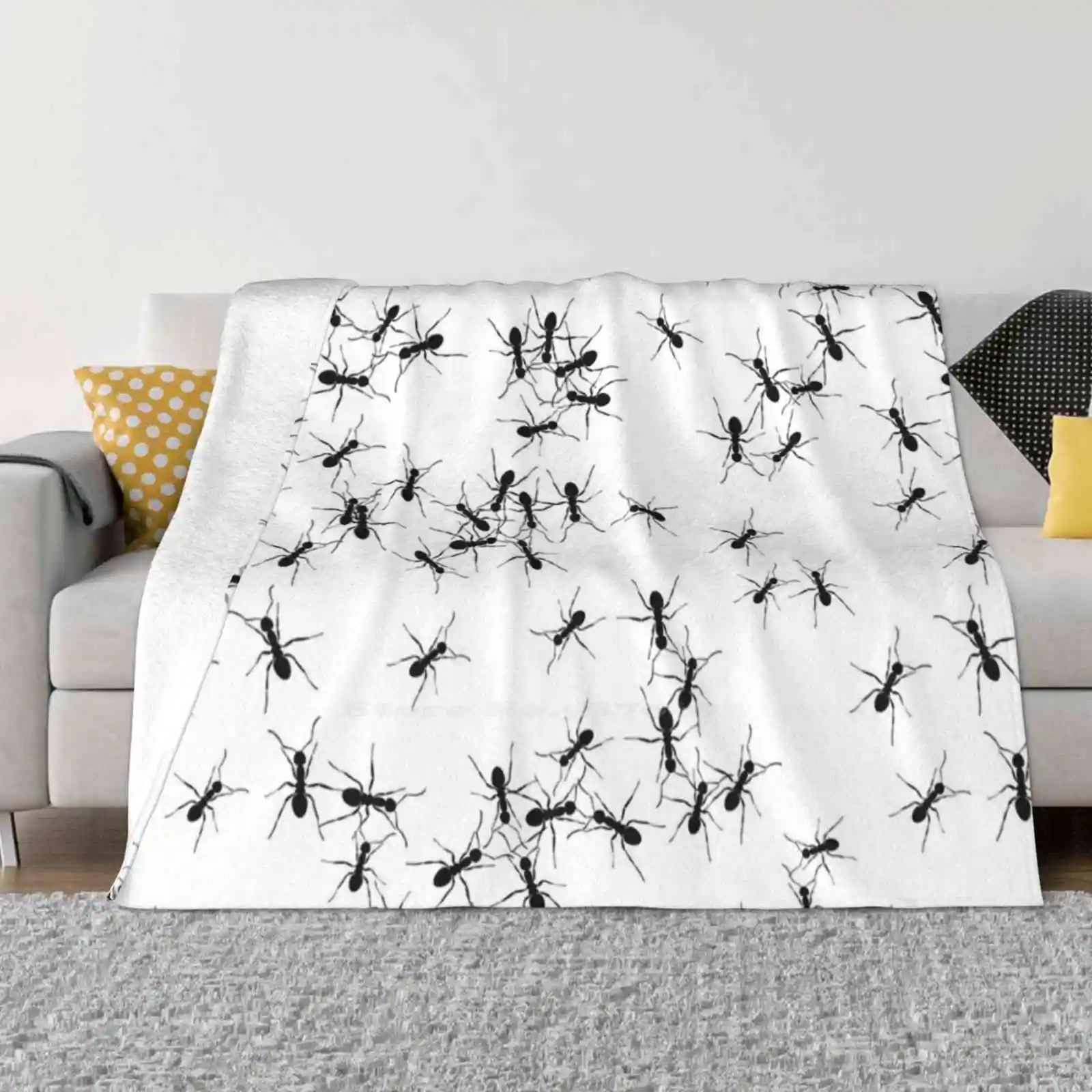 

Teamwork Design. Random Ant Pattern. Black And White Creative Design Light Thin Soft Flannel Blanket Abstract Teamwork
