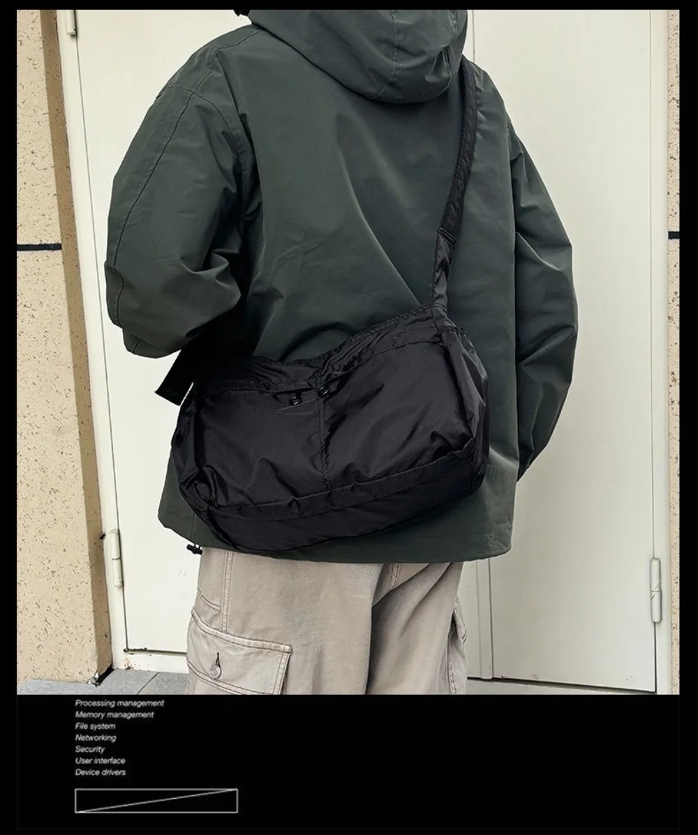 Vielseitige tragbare Umhängetasche, einfarbig, große Kapazität, Messenger-Tasche, glattes Oxford-Gewebe, wasserdichte Umhängetasche, Unisex – Detail 2