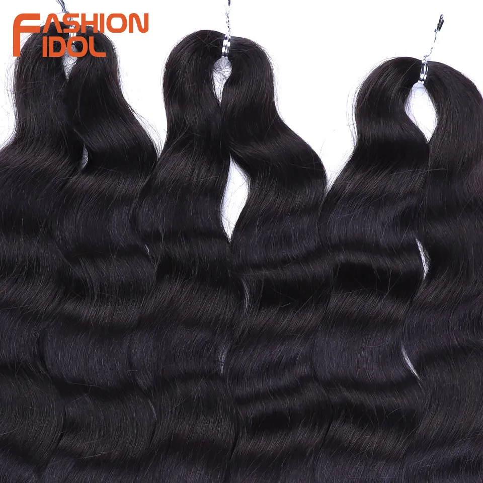 FASHION IDOL 24 Inch Deep Wave Hair Synthetic 3PCS Braiding Hair Extensions Water Wave Hair Crochet Braid Hair Ombre Blonde Hair 4