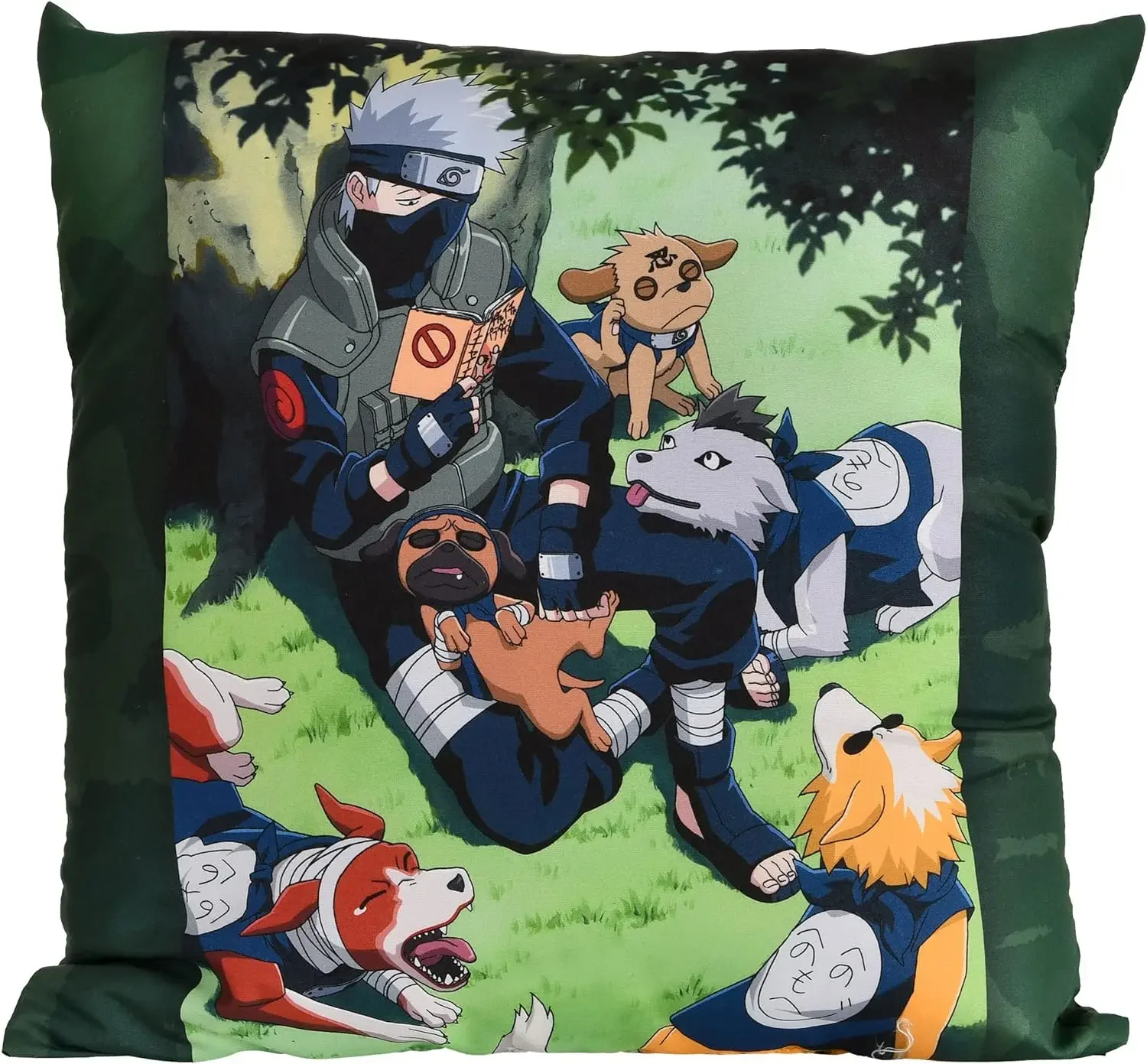 Elbenwald Naruto Pillow Kakashi and Ninken Motif for Anime Fans Unisex 45 X 45 Cm
