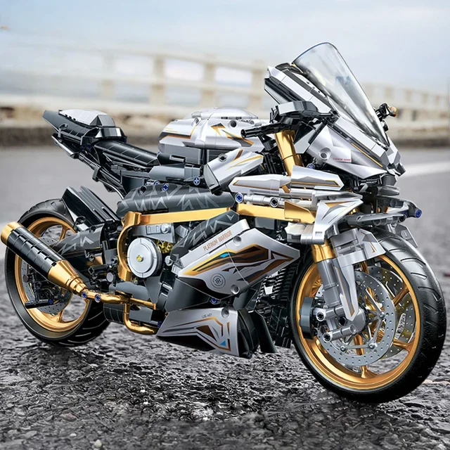 NEW MOC Technical Platinum Motorcycle Model Building Blocks Kit for Adults Display Motorcycle Set for Adult Kids Birthday Gifts 2