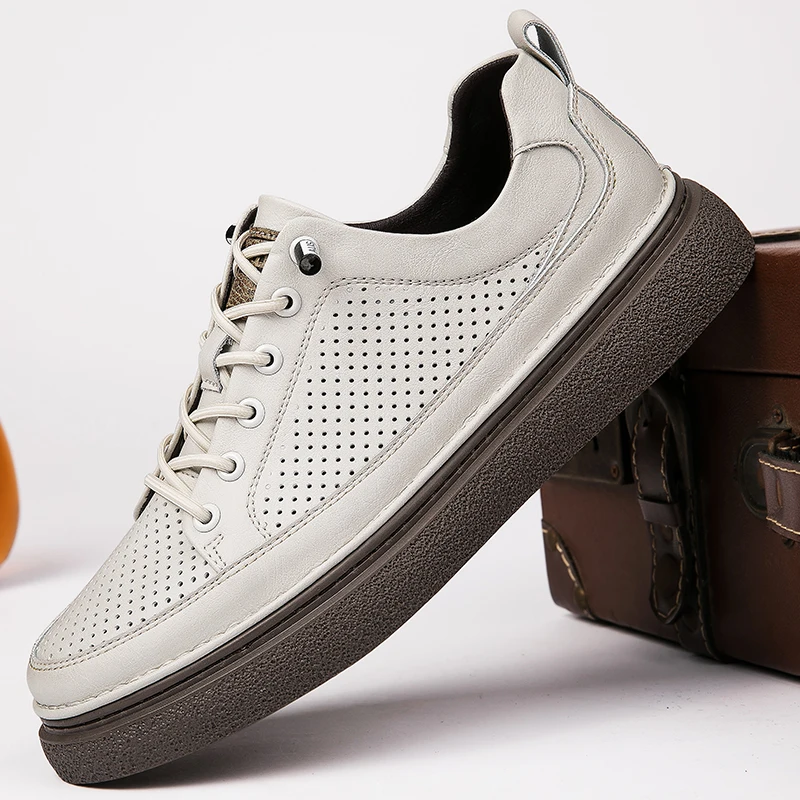 

New High Quality Men's Shoes Genuine Leather Lace-up Oxford shoes Brand Business Men Casual shoes Handmade skateboard shoes