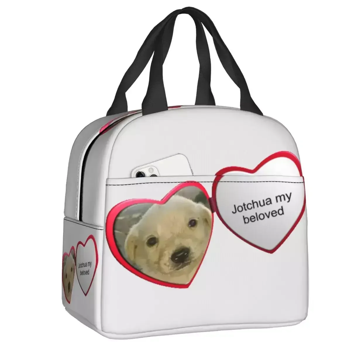 

Jotchua Heart Locket Thermal Insulated Lunch Bags Women My Beloved Meme Dog Resuable Lunch Container Travel Storage Food Box